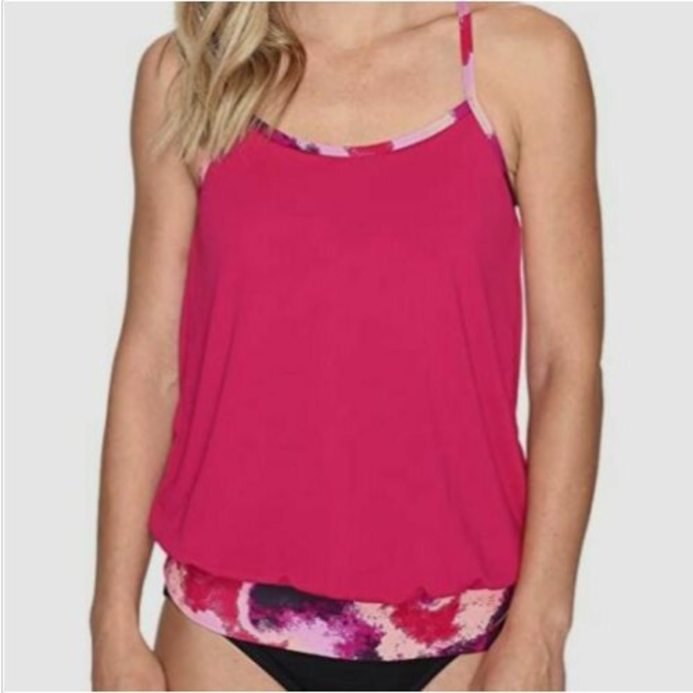 Nike Fuchsia Pink Cascade Drape-Back Active Tankini Top Size M NWT